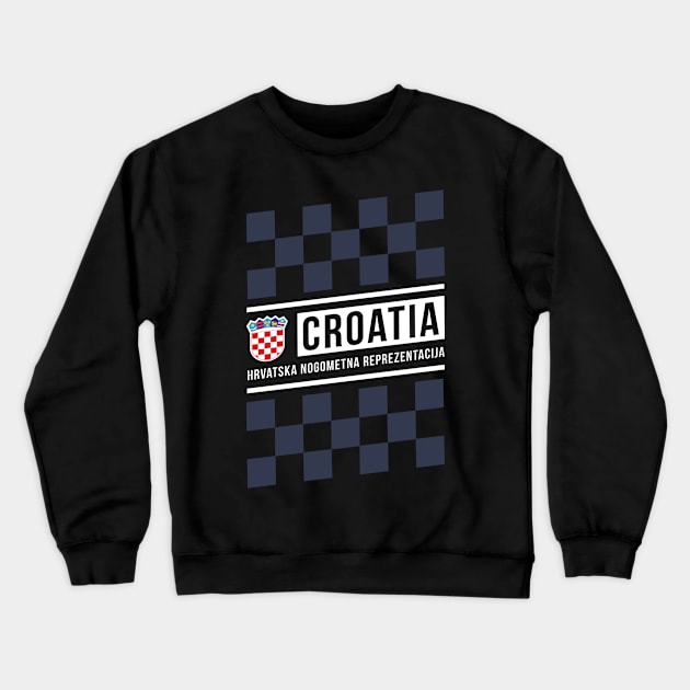 Croatia Hrvatska Slanted Away Checkered Jersey Style Crewneck Sweatshirt by CR8ART